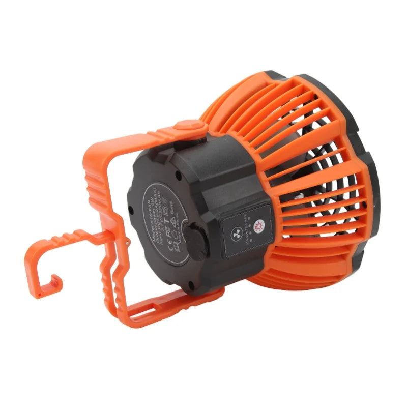 Outdoor Tent Fan Remote Control Hangable Fan With LED Light Battery Operated USB Rechargeable Fan For Hiking BBQ Travel Fishing