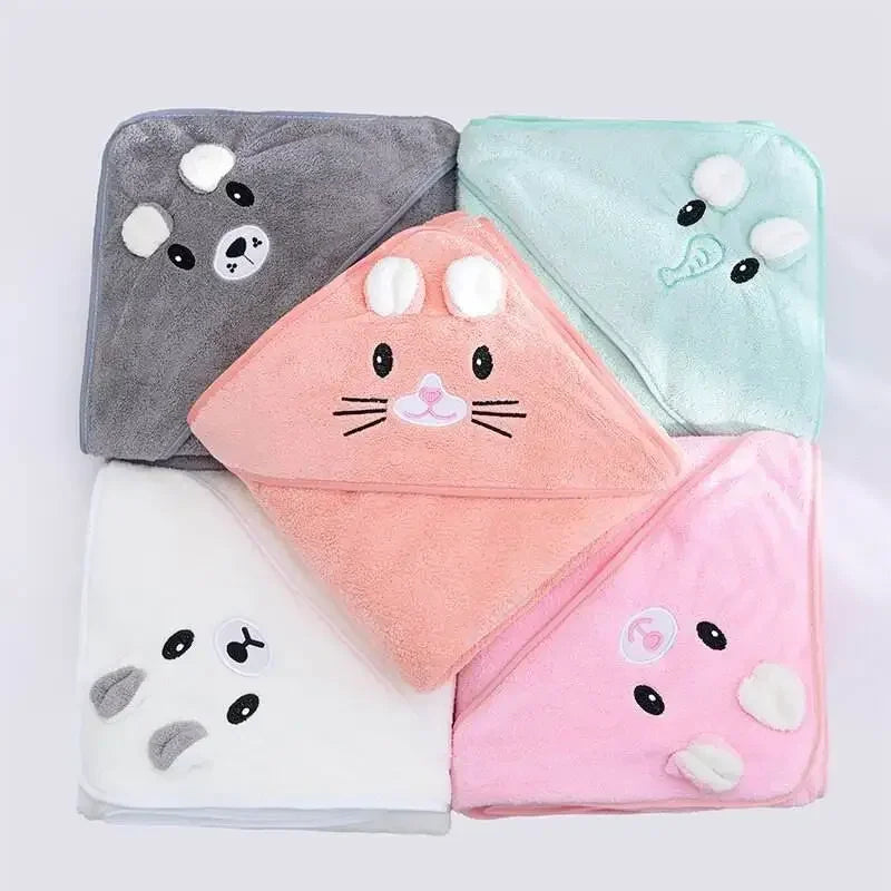 Coral Fleece Baby Bath Towels Soft Newborn Hooded Towel Blanket Cute Toddler Bathrobe Warm Sleeping Swaddle Wrap for Boys Girls