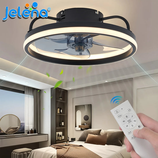 Cool Ceiling Fan Light for Bedroom Restaurant Study Room Decoration Electric Fan Intelligent Dimming Forward and Reverse Fan
