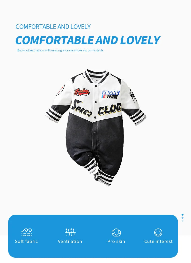 Newborn Clothes Outdoor Racing Clothes Comfortable And Soft For Boys And Girls Spring And Autumn Long Sleeved Baby Jumpsuit