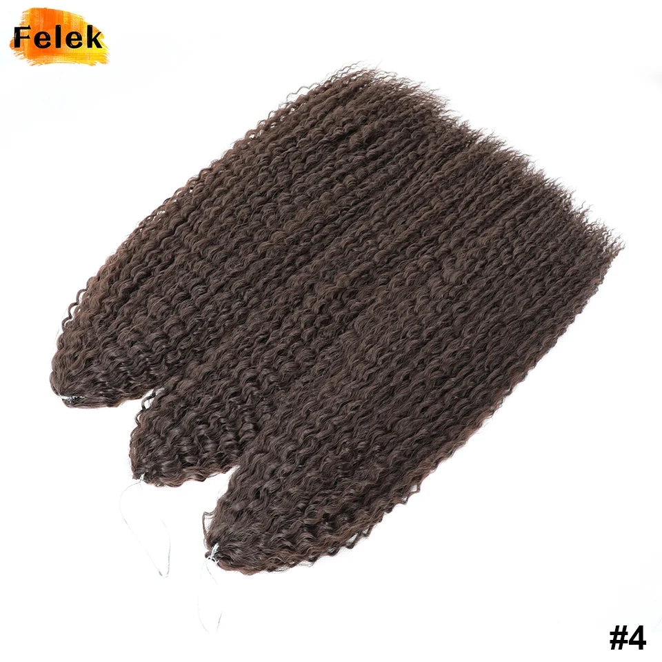 3-7Pcs Synthetic Brazilian Crochet Braids Hair for Women 20-28" Ombre White African Curls Kinky Curly Braiding Hair Extensions