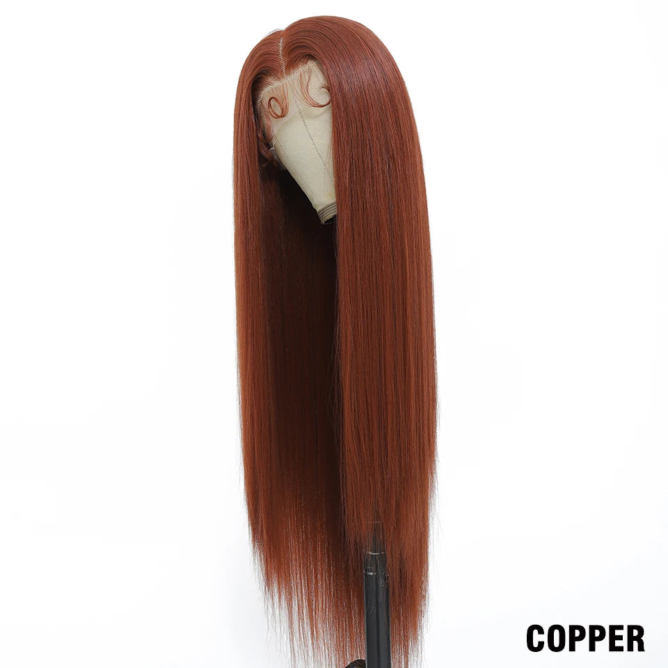Highlight 13x6 Synthetic Lace Frontal Wigs For Women 40 Inch Long Silky Straight Lace Front Wigs High Quality American Afro Wigs