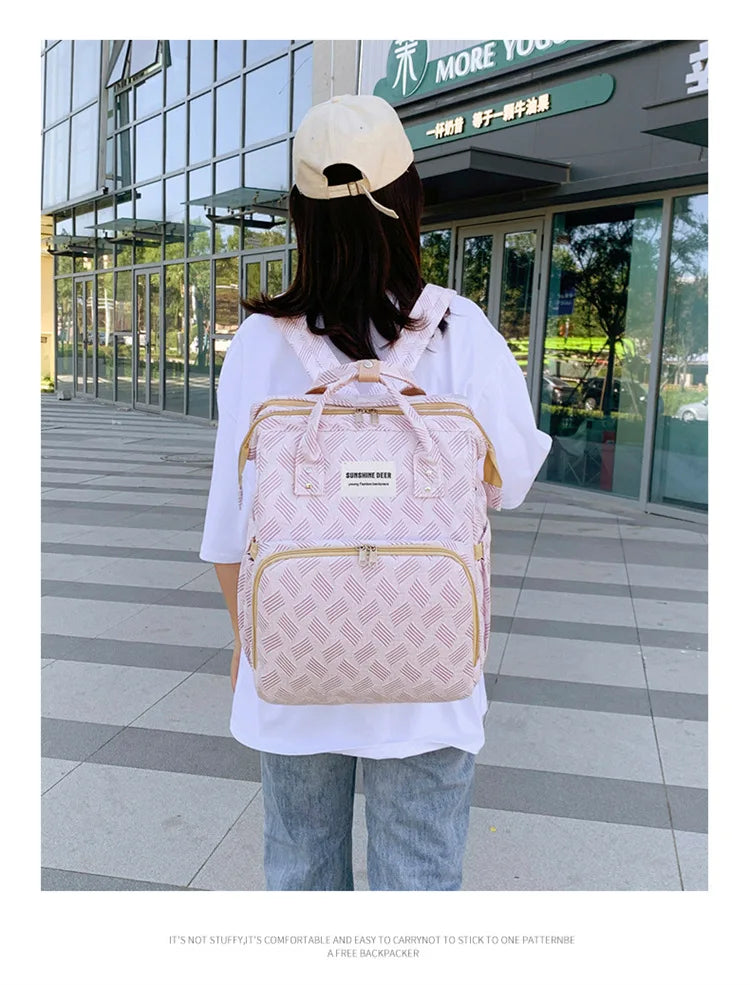 Baby Diaper Bag with Stroller Hooks Portable Baby Crib Diaper Changing Pad Baby Carrier Bag for Activity Mom Backpack 30*20*40cm