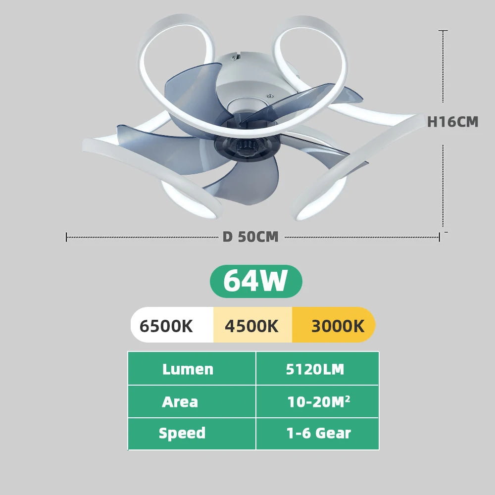 Modern Ceiling Fan Home Decorative Pendant Fan With Lamp Reversible Motor Suitable Kitchen Living Room Creative Chandelier Fan