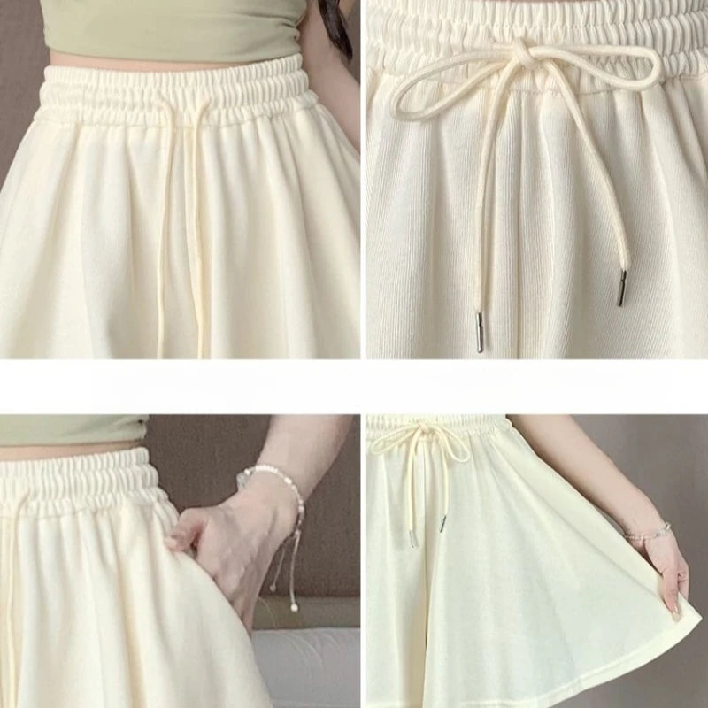 2026 High Waist Wide Leg Sports Shorts Women's Summer New Loose Fit A-Line Shorts Casual Versatile Comfortable Short Pants