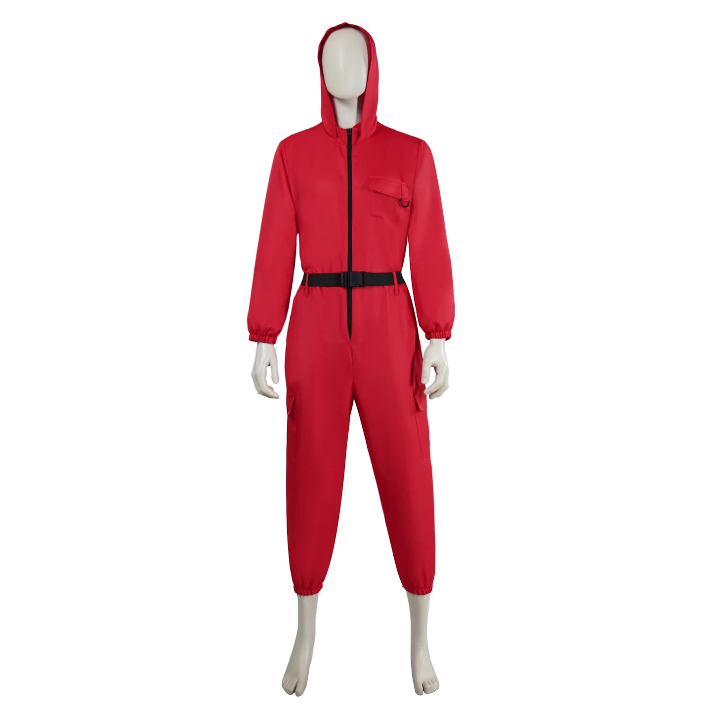 Halloween Cosplay Outfit TV Game Adult Kids Pink Red Jumpsuit Costume Set with Gloves Suspenders Role Play Party Wear for Boys