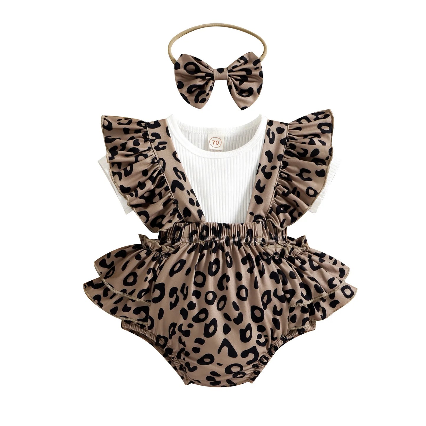 Summer Baby Short Sleeve + Leopard Print Suspenders Wrapped Pants Girls Clothing Toddler Girl Clothes  Baby Girl Clothes