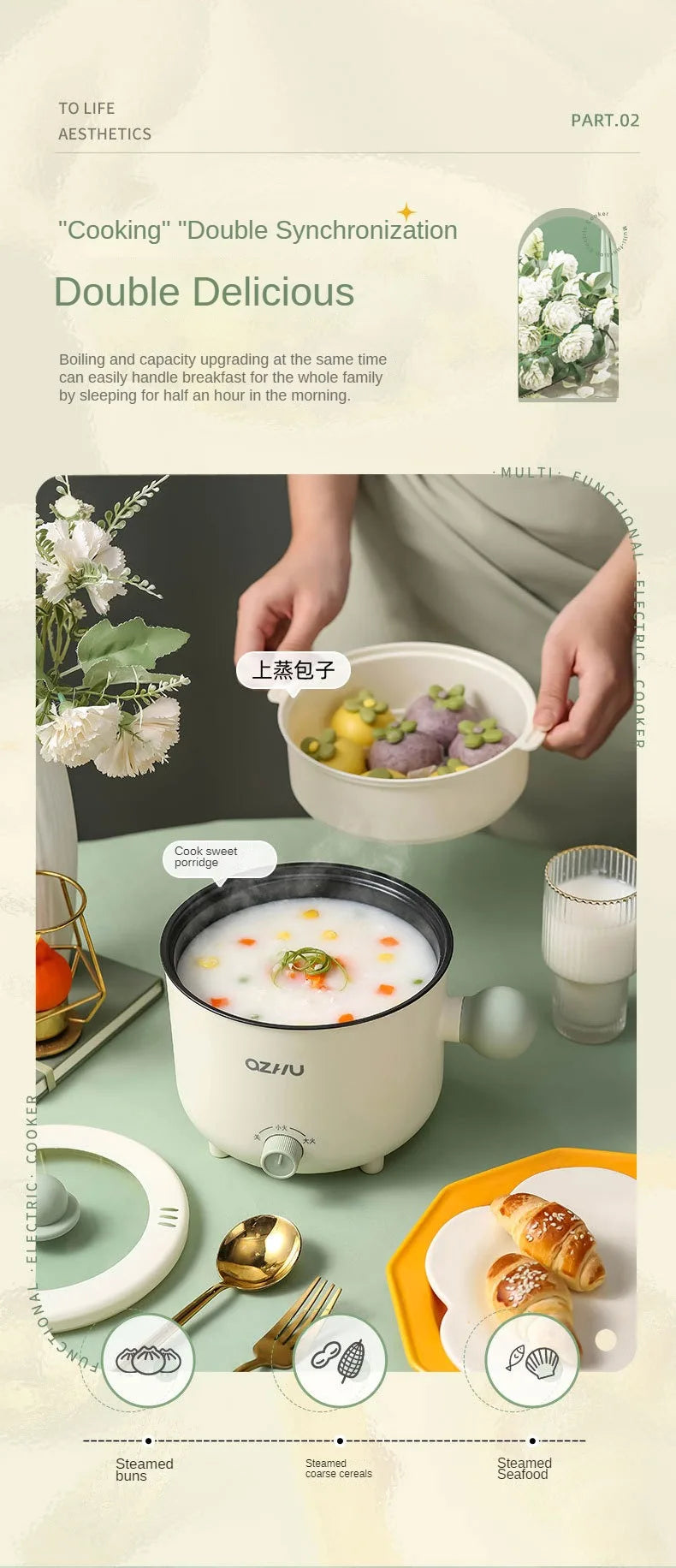 Mini Pot for Baby Electric Rice Pot Multicooker Hotpot Stew Heating Pan Noodles Eggs Soup Porridge Steamer Rice Cookers