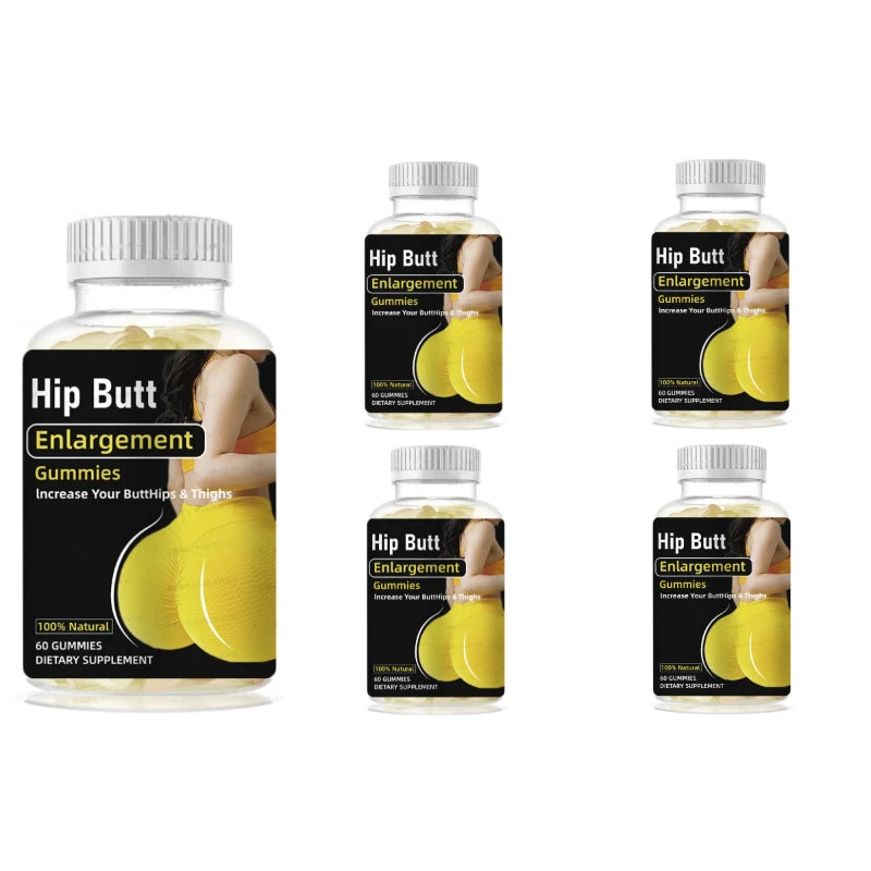 Hip Butt Enlargement Gummies for Buttocks Hips and Thighs Adults Glute Curve Support Gummies for Women Peach Flavor 60 Count