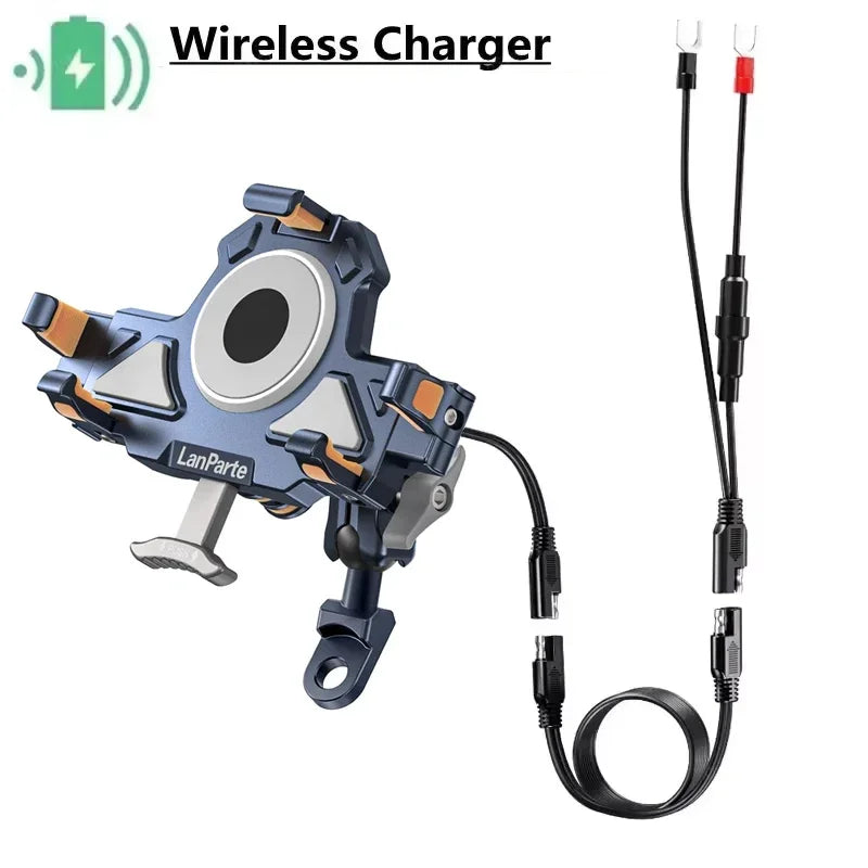 Motorbike Bicycle Bike Stand Metal Shockproof Motorcycle Phone Holder 4 Vibration Dampener 15W Wireless Charger Fast Charging