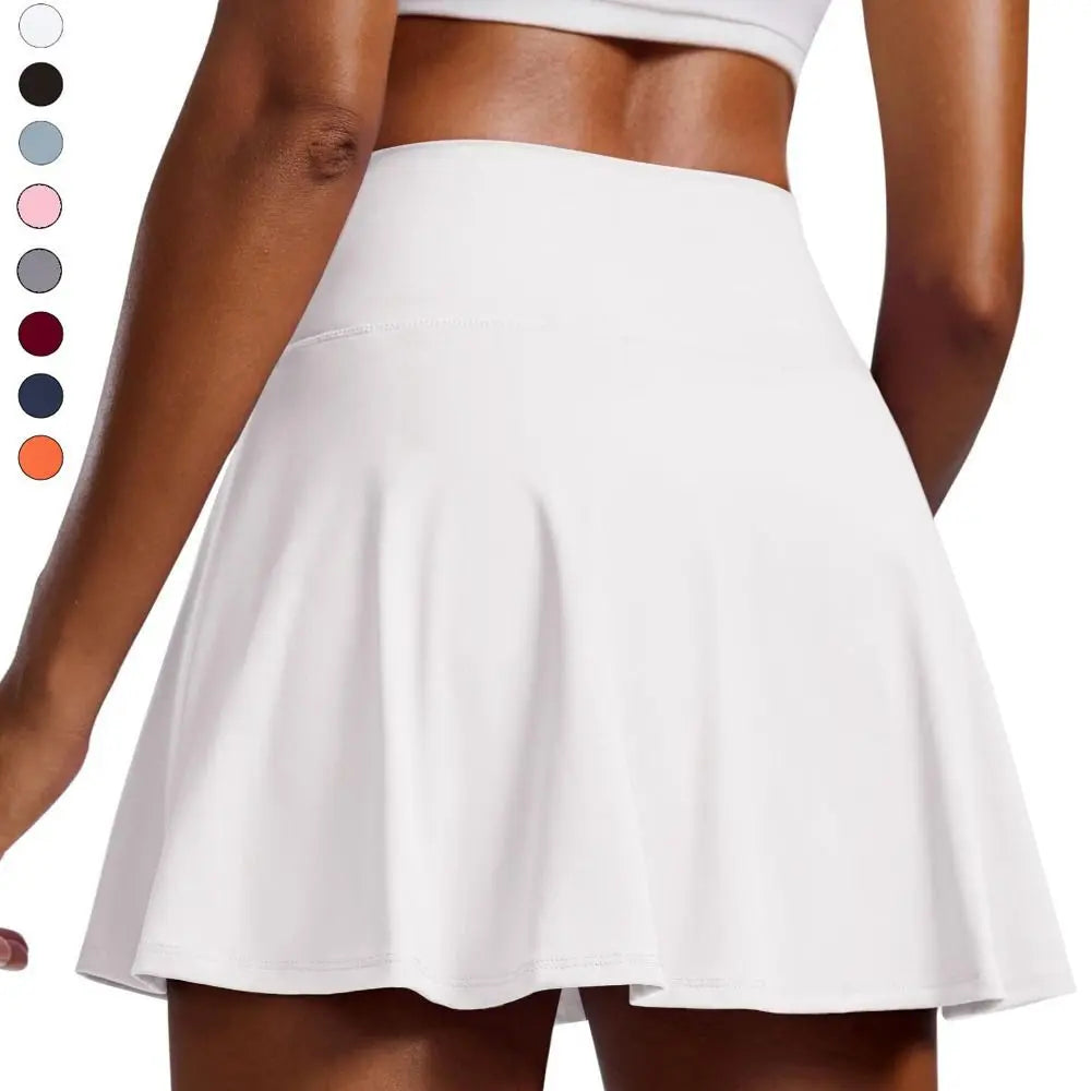 New Pleated Tennis Skirts Tummy Control with Shorts Pockets Golf Skorts Built-in Shorts Crossover Style Athletic Skirts Training