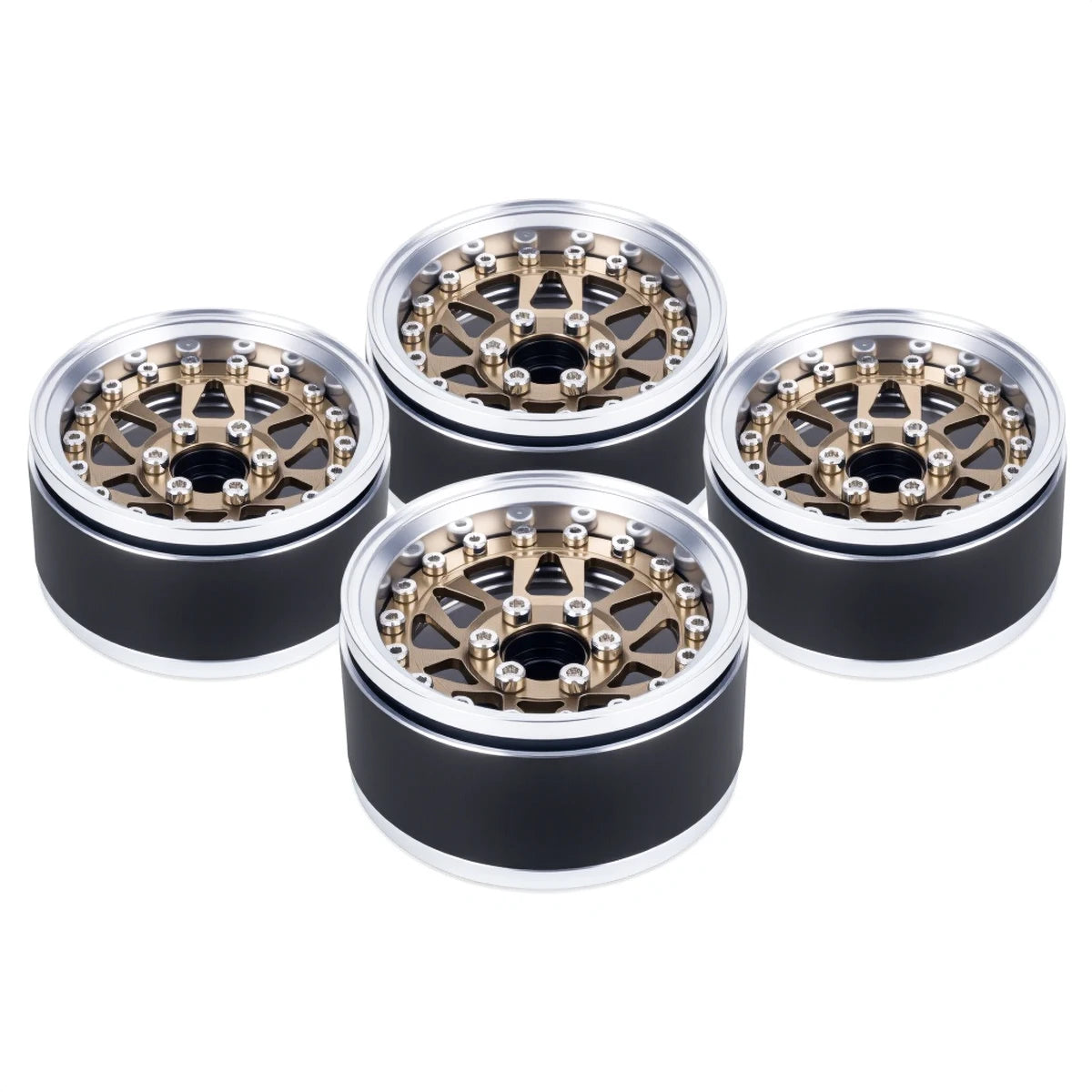 4Pcs 1.9 Aluminum Beadlock Wheel Rims Adjustable Offset 12mm Hex for 1/10 RC Crawler Car TRX4 TRX6 SCX10 90046 GEN7 8 D90 Parts