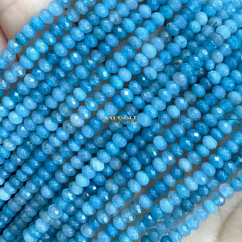 3x4mm Rondelle Faceted Natural Stone Chalcedony Tourmaline Color Loose Spacer Beads for Jewelry Making Diy Bracelet Accessories
