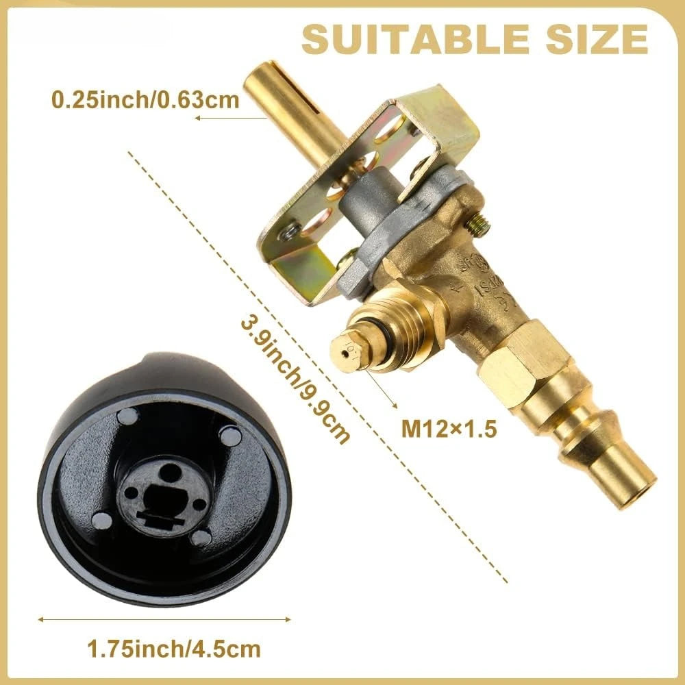 Grill Control Valve with M12x1.5 Thread and 1/4" Quick Disconnect Plug Fit for Olympian 5500 and 5100 and Weber 200 Gas Grill