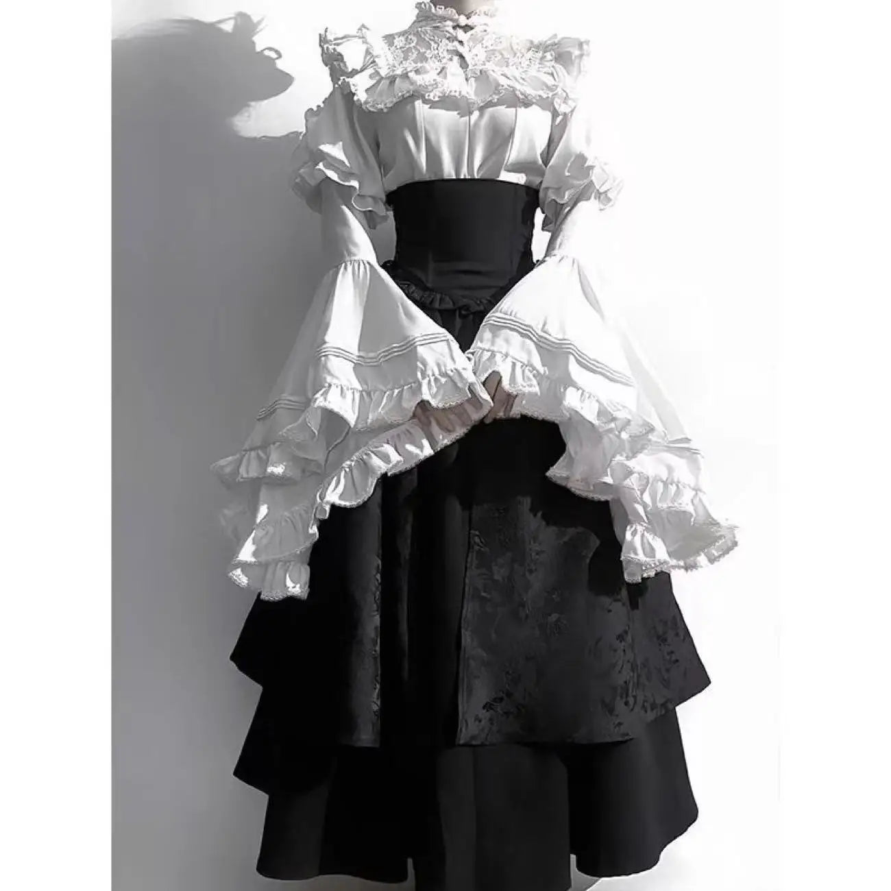 Halloween costume black and red gothic Lolita half skirt long skirt shirt two-piece set 2025 new Lolita