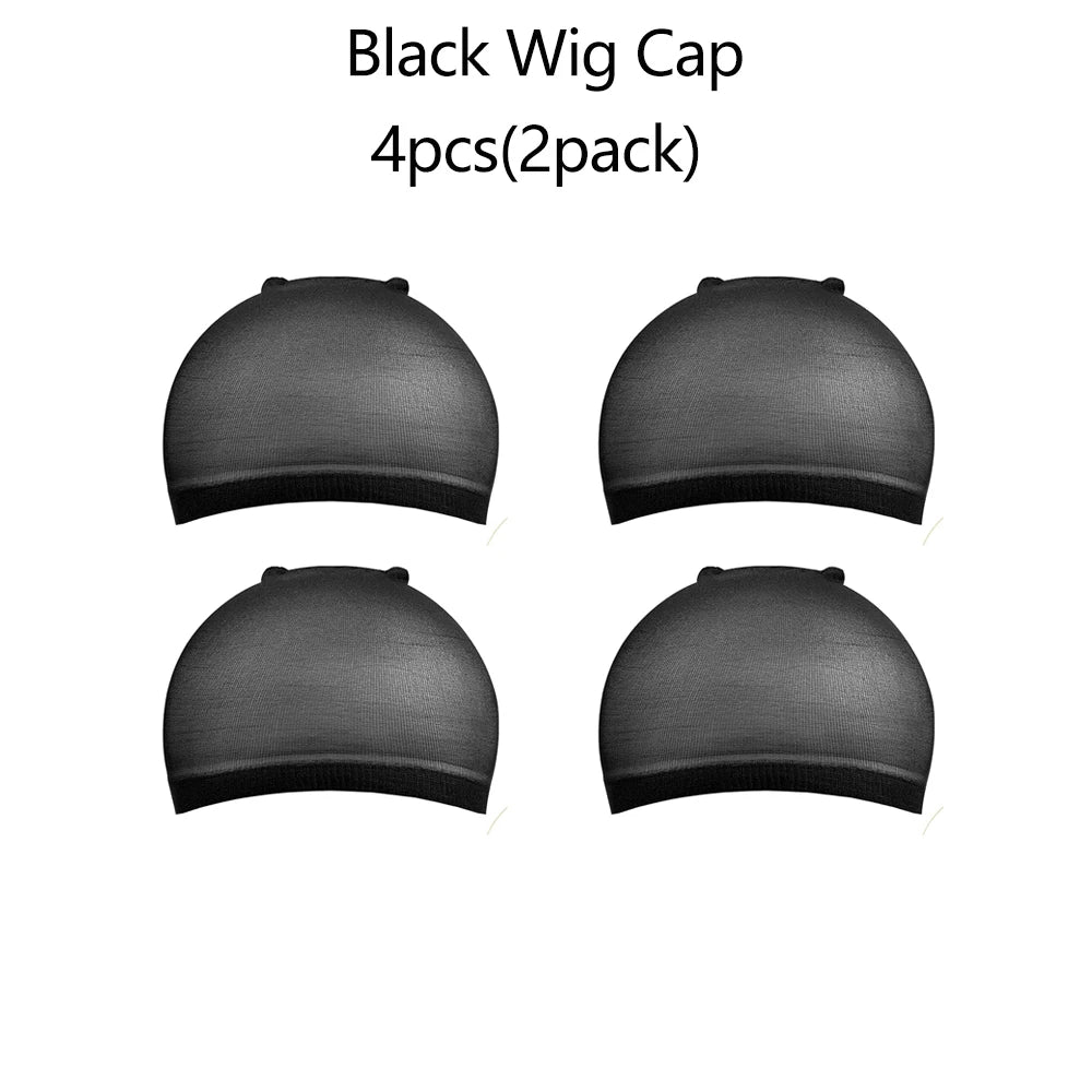 4/20pcs Black Wig Cap Elastic Breathable Invisible Wig Caps Perfect For Professional Use,2pcs/Pack