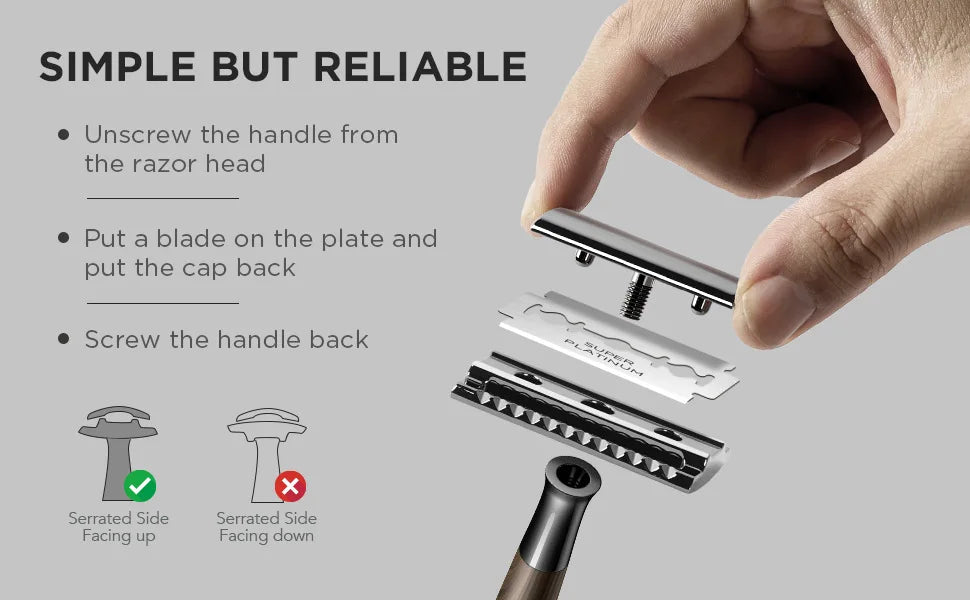 Advanced Double Edge Safety Razor Faux Wooden Handle Heavy Duty High Quality Men's Shaving Tools Including Gift Box With 5 Blade