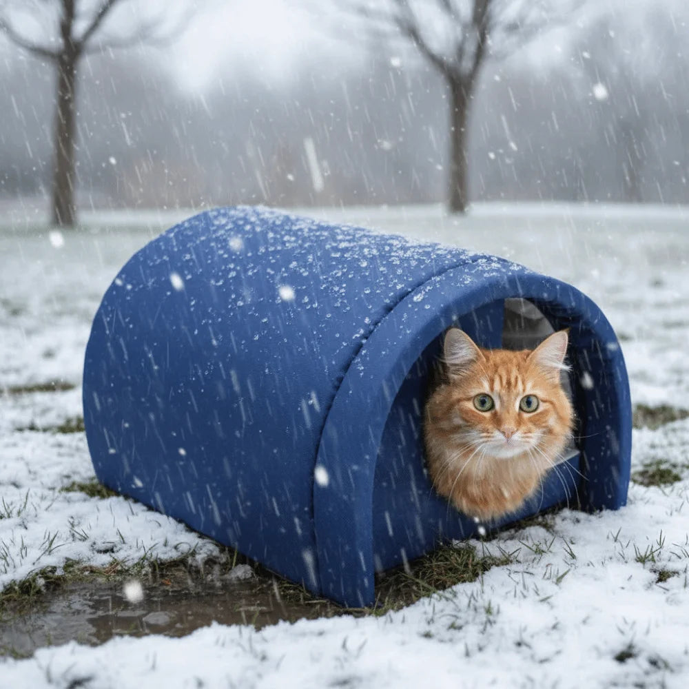 Durable Warm Pet Cat House Windproof Thicken Outdoor Cat Shelter Vaulted Design Waterproof Stray Cat Den Outdoor