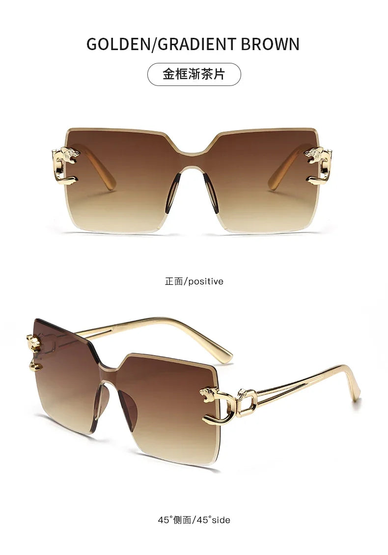 Retro Square Sunglasses Women Men Rimless Trend Luxury Shades Travel Glasses Lady Man UV400