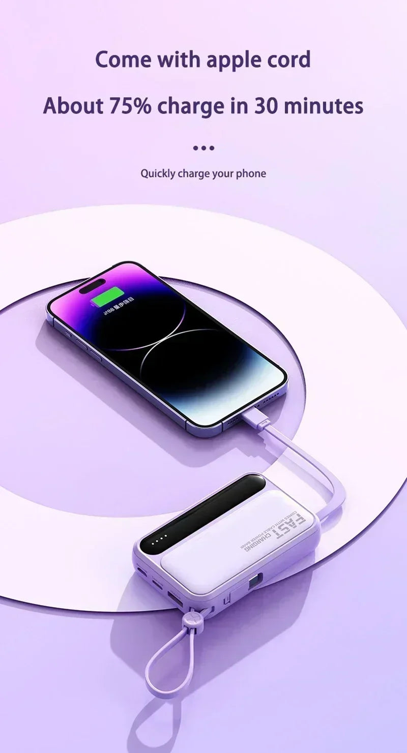 Lenovo 30000mAh Power Bank BuiIt in 4 Lines Super Fast Charging Large Capacity Portable External Battery for All Phones Android