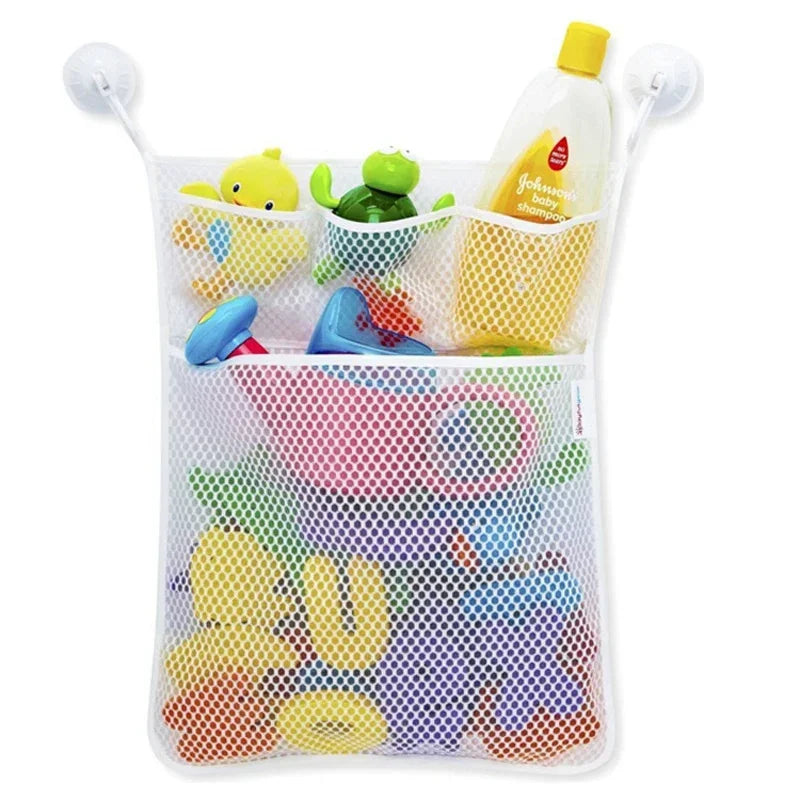 Baby Shower Bath Toys White Baby Kids Toy Storage Mesh with Strong Suction Cups Toy Bag Net Bathroom Organizer for Kids Toddlers