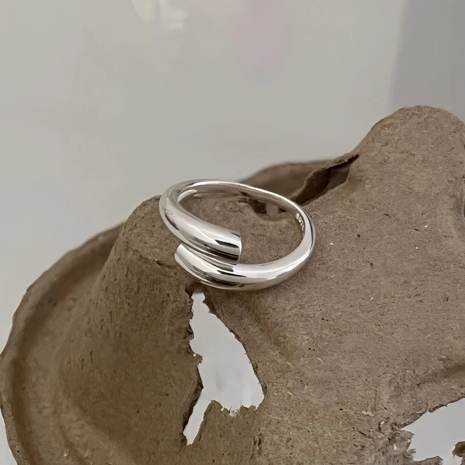 VENTFILLE 925 Sterling Silver Geometric Line Cross Wrap Open Ring For Women Gift Irregular Punk Adjustable Jewelry Dropshipping