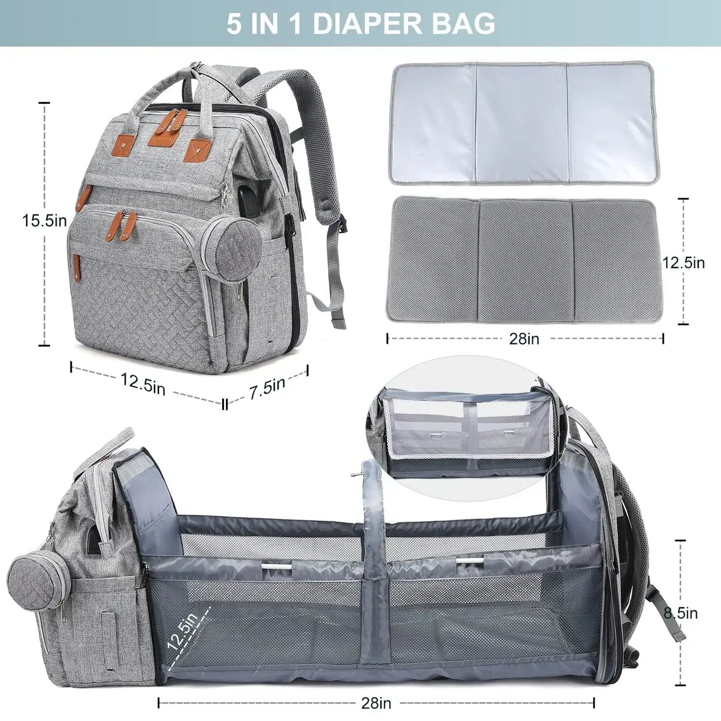 New Baby Diaper Bag Nappy Stroller Bags For Baby Maternity Bag Backpacks Crib Newborn Mommy Bag Changing Table Baby Bags For Mom