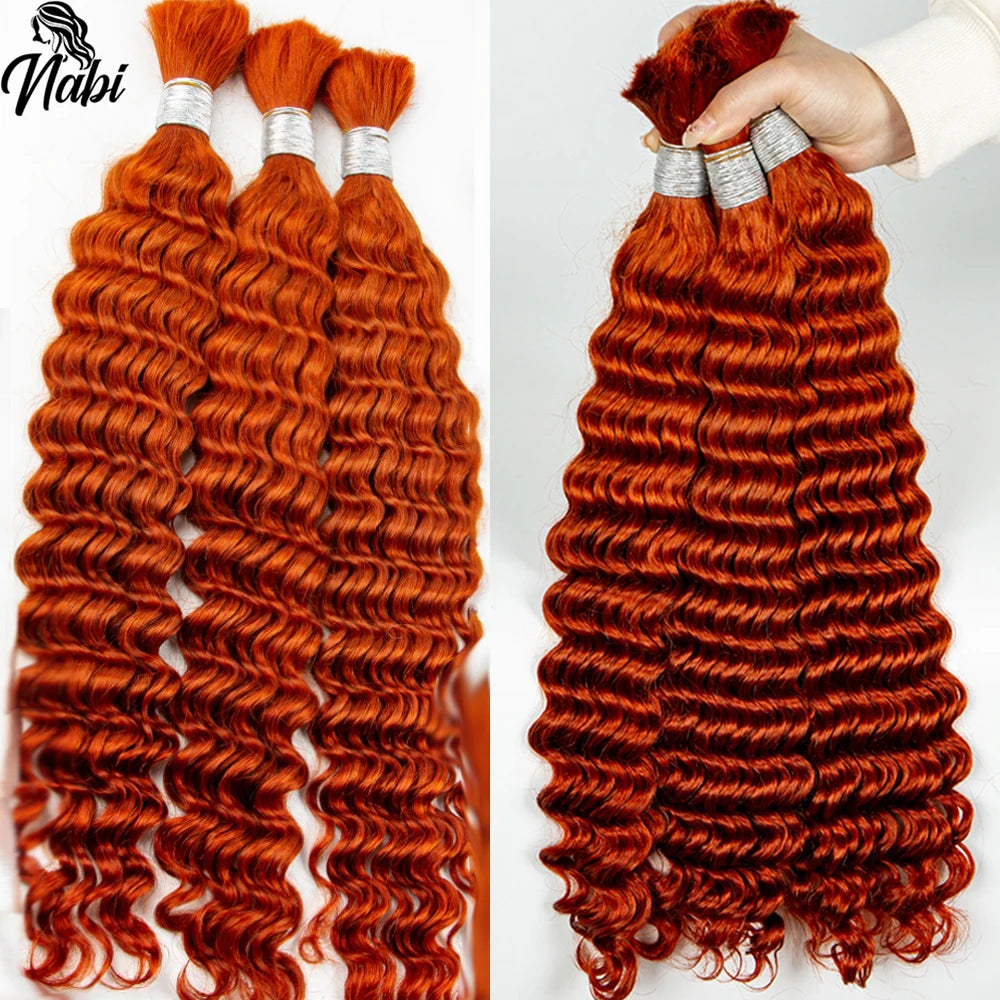 4/27# 99J# Colored Human Hair Boho Braiding Hair 50g/bundle Deep Wave Brazilian Human Braiding Hair for Black Women