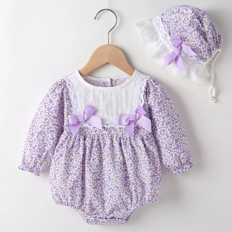 Newborn Romper Chinese Style Ink Painting Newborn Baby Girl Bodysuits +Hat Cotton Girls Jumpsuits Infants Onesie Outfits Clothes