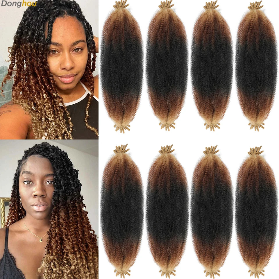 Donghou Ombre Blonde Ginger Afro Twist Hair 350 1B 30 27 613 Bug Colors Springy Twist Braiding Hair for Soft Locs Marley Braids