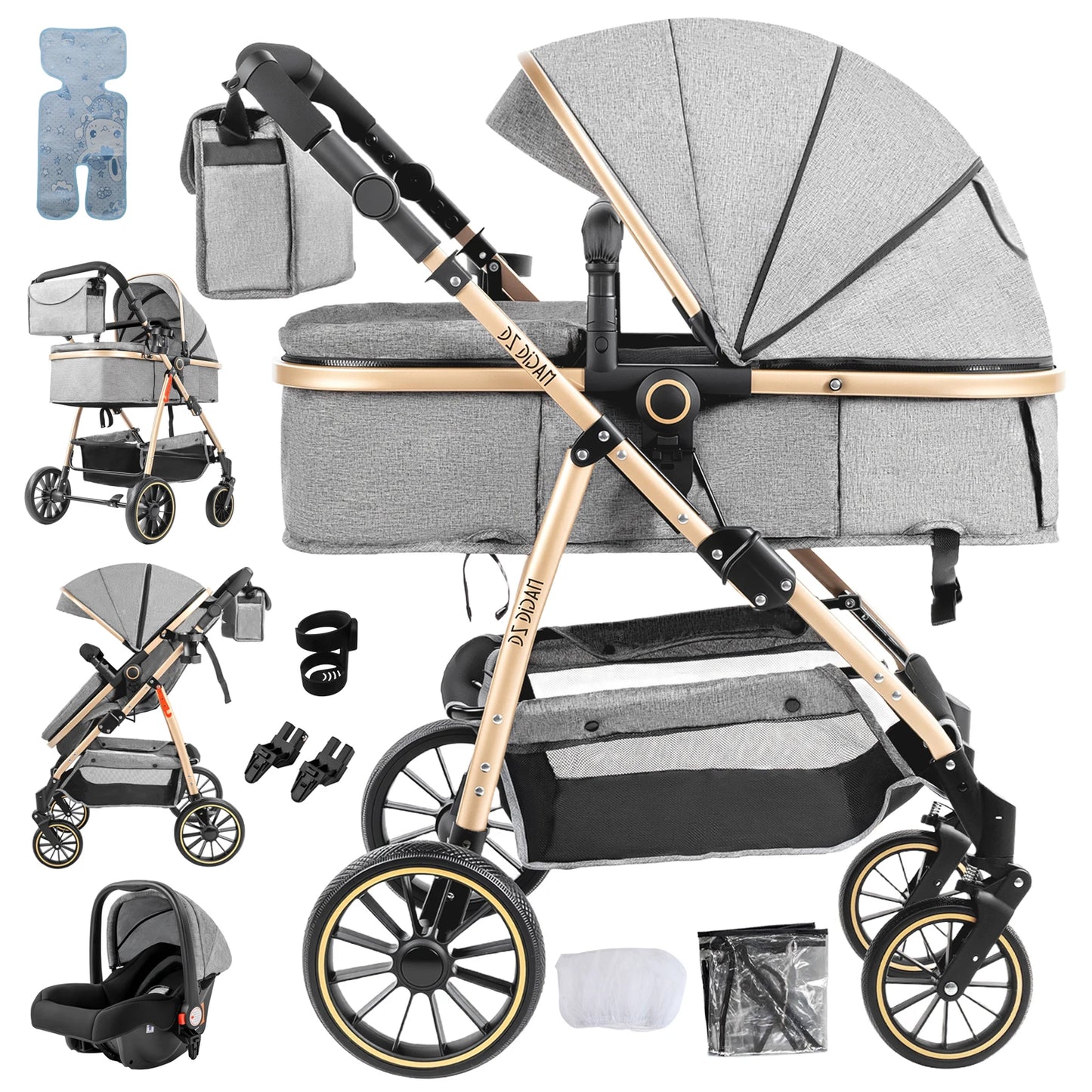 3-in-1 Baby Stroller Convertible Car Seat Carrier Newborn