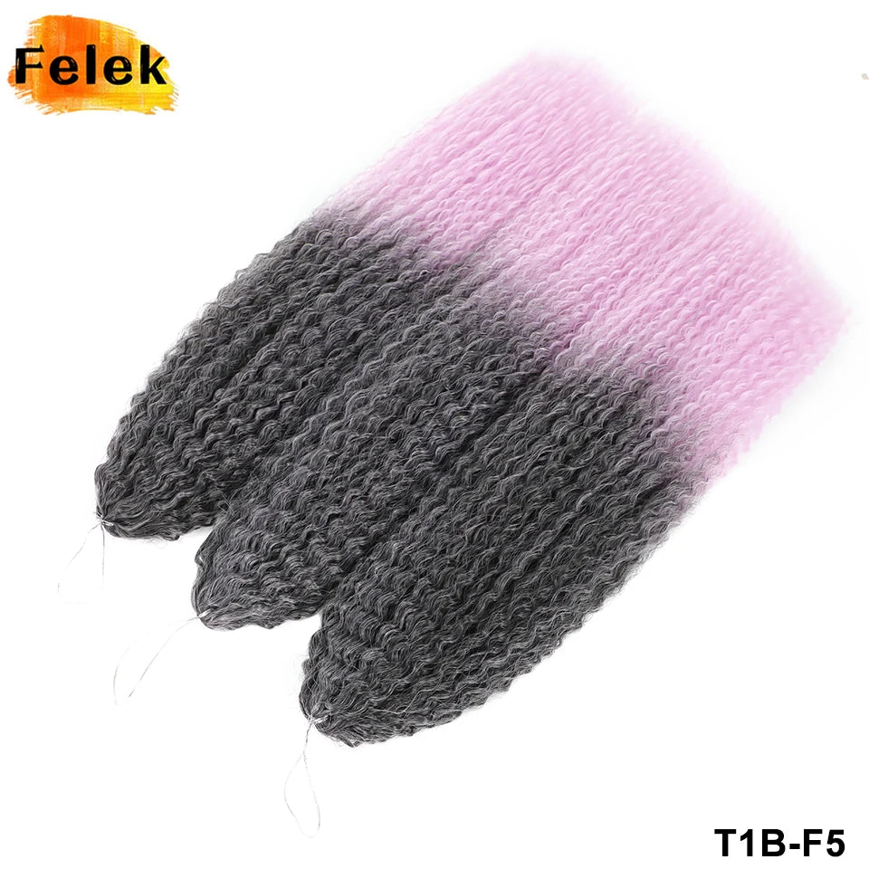 3-7Pcs Synthetic Brazilian Crochet Braids Hair for Women 20-28" Ombre White African Curls Kinky Curly Braiding Hair Extensions