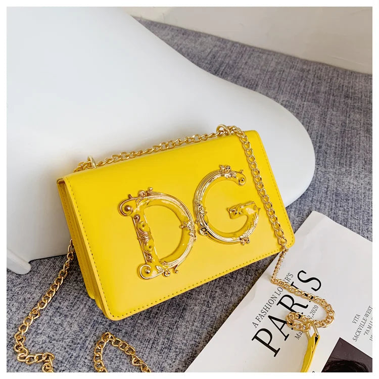 Trendy Letter Logo Chain Bag for Women 2025 - Cute Small Shoulder Sling Purse for Party, Date, Shopping - Black Fashion Handbag