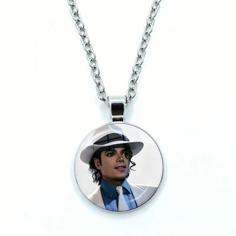 Thriller Dangerous M-Michael J-Jackson Necklace for Women Jewelry Cabochon Glass Pendant Fashion Statement Necklace