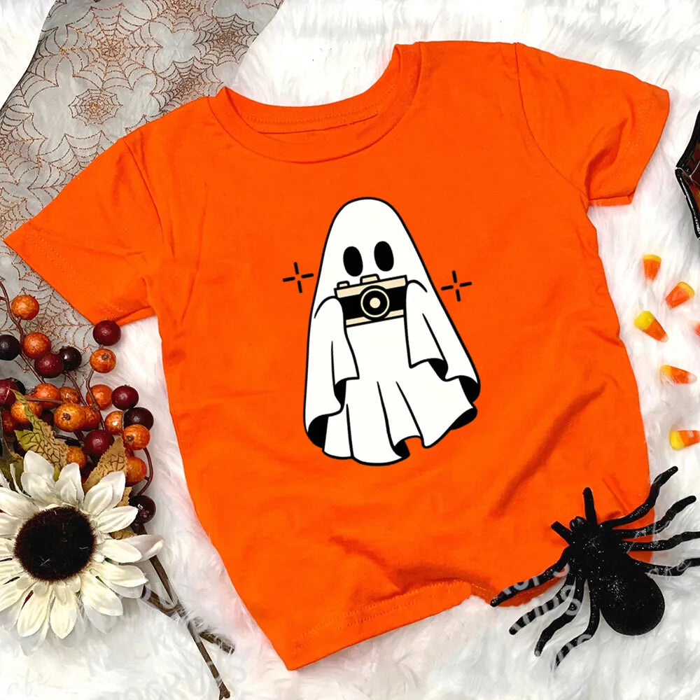 Child Halloween Outfit T-shirt Funny Print Girl Boys T Shirt Fall Festive Shirt Kids Tshirt Clothes Halloween Party Toddler Tops