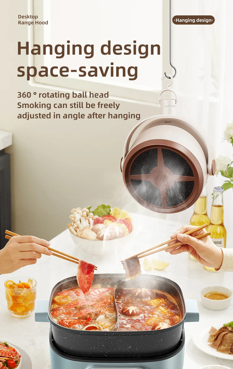 Electric Desktop Range Hood USB Adjustable Angle Portable Mini High Suction Power Exhaust Fan for BBQ Hot Pot Kitchen Appliance