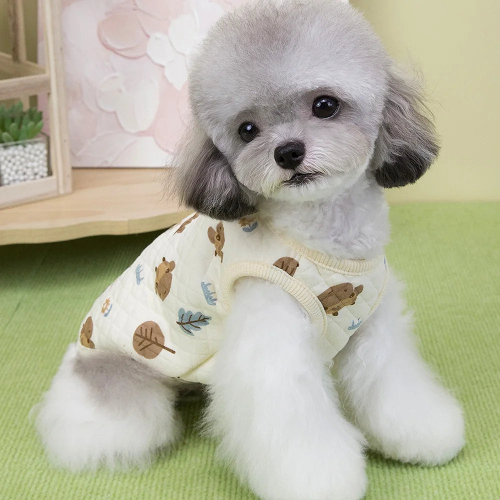 Cotton Pet Open Cardigan For Small Medium Dogs Cats Winter Warm Dog Clothes Teddy Bichon Cute Dogs Vest Pet Apparel