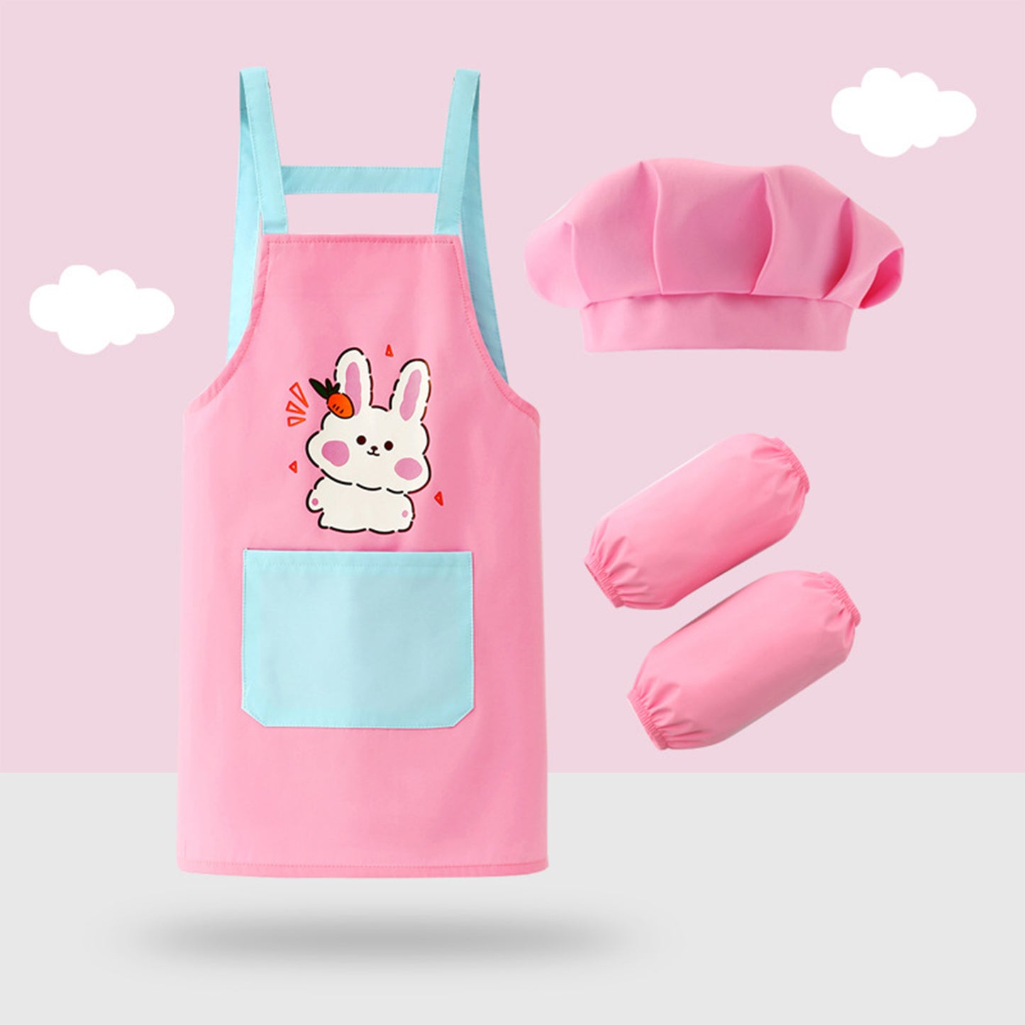 Kids Artist Costume Accessories Set Painter Dress-Up with Hat Animals Pattern Apron Arm Sleeve for Halloween Career Day Costume