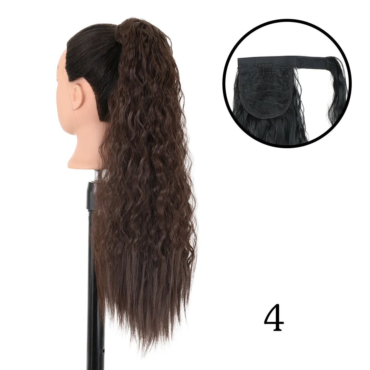 LANSA Synthetic Long Curly Ponytail Natural Puff Wrap Around Clip In Ponytails Hair Extensions Black Brown Ponytail For Women