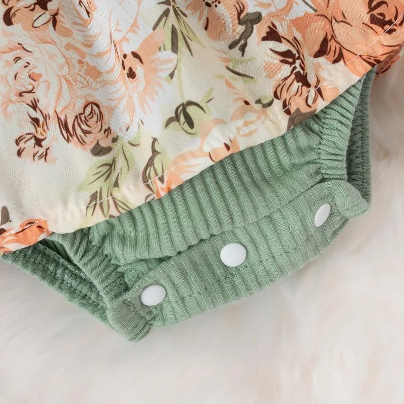 Summer Baby Girl Dress With Bowknot headband Striped Jumpsuit Cotton Dress For Newborn Floral Clothes Baby Crawling Clothes