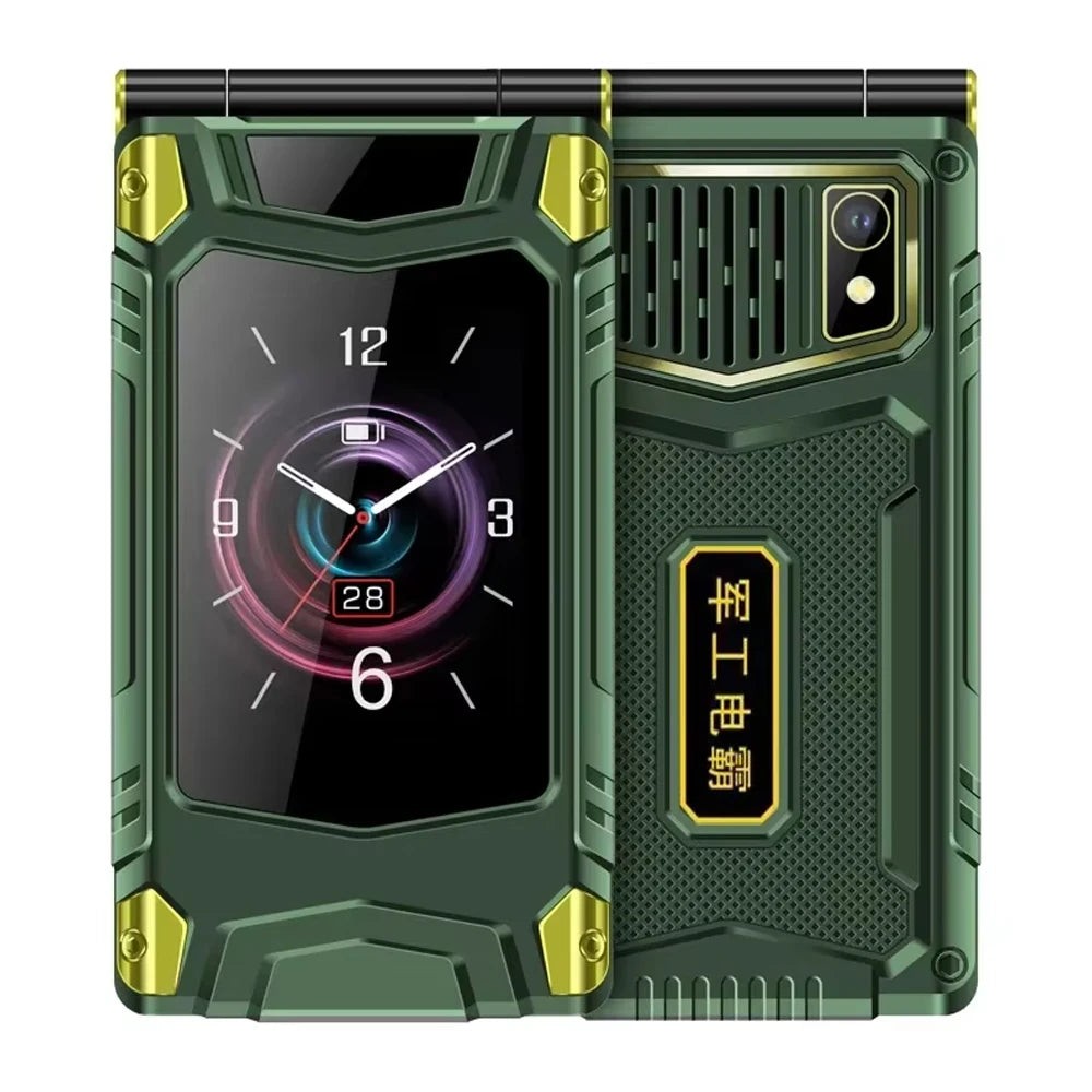 YeeMI M7 2G Rugged Feature Phone Dual SIM Dual Screen Large Fonts For Old Man 6800mAh Cellphone FM Radio SOS Russian Version