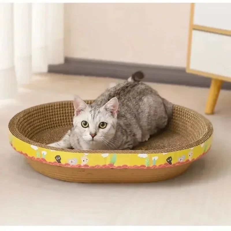 Cat Scratching Board Protect Furniture Grinding Claw Toys Round Oval Corrugated Paper Wear-resistant Cat Nest Scratching Board