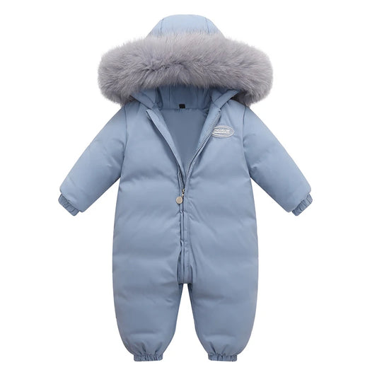 2025 Baby Winter Jumpsuit Real Raccoon fur Waterproof Baby Girl Snowsuit Toddler Boy Winter Romper Infant overalls Down Jacket