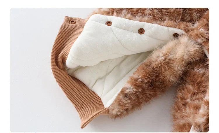 IYEAL  Baby Winter Thick Fleece Jumpsuit Christmas And New Year Jumpsuit Baby Super Cute Cotton Coat Outdoor Warm Jacket