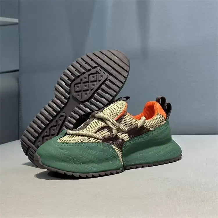 Chunky Sneakers Men Designer Cover Bottom Board Shoes Fashion Casual Leather Fabric Breathable Increased Internal Platform Shoes