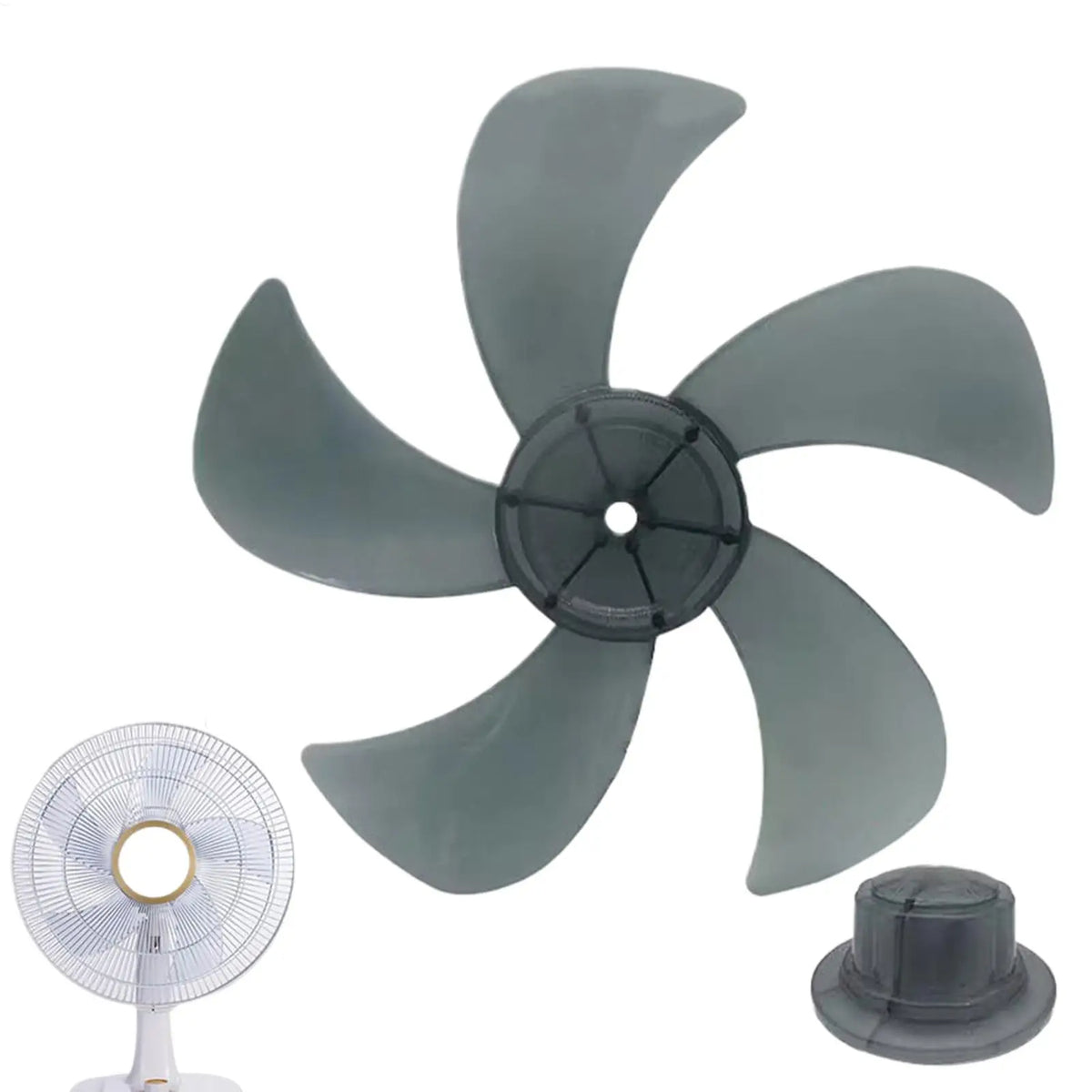 12/14/16 inch Fan Blade Replacement 5 Leaf Universal Table Stand Wall Fan Part with Nut Cover Quiet for Bedroom Home Office