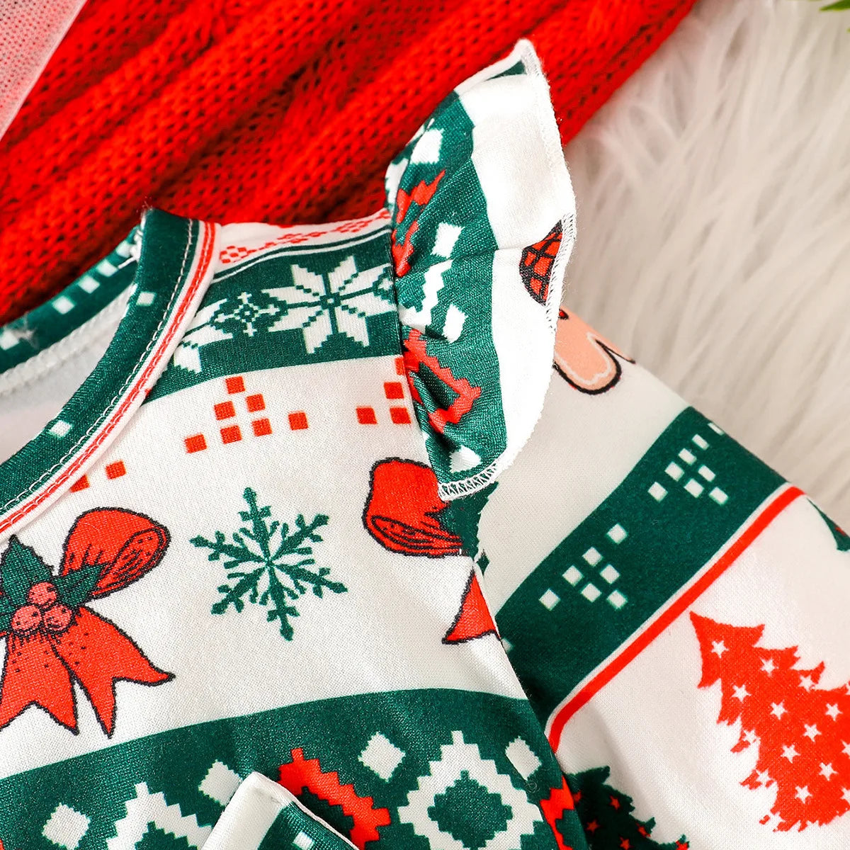 Baby Dress For New Year Green Tree Print Xmas Christmas Dress For Newborns Toddler My First New Year Girls Costumes