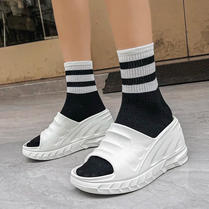Outdoor Ladies Sandals Women Platform Flip Flops Slippers Height Increasing 8cm Summer Fashion Open Toe White Zapatos Mujer