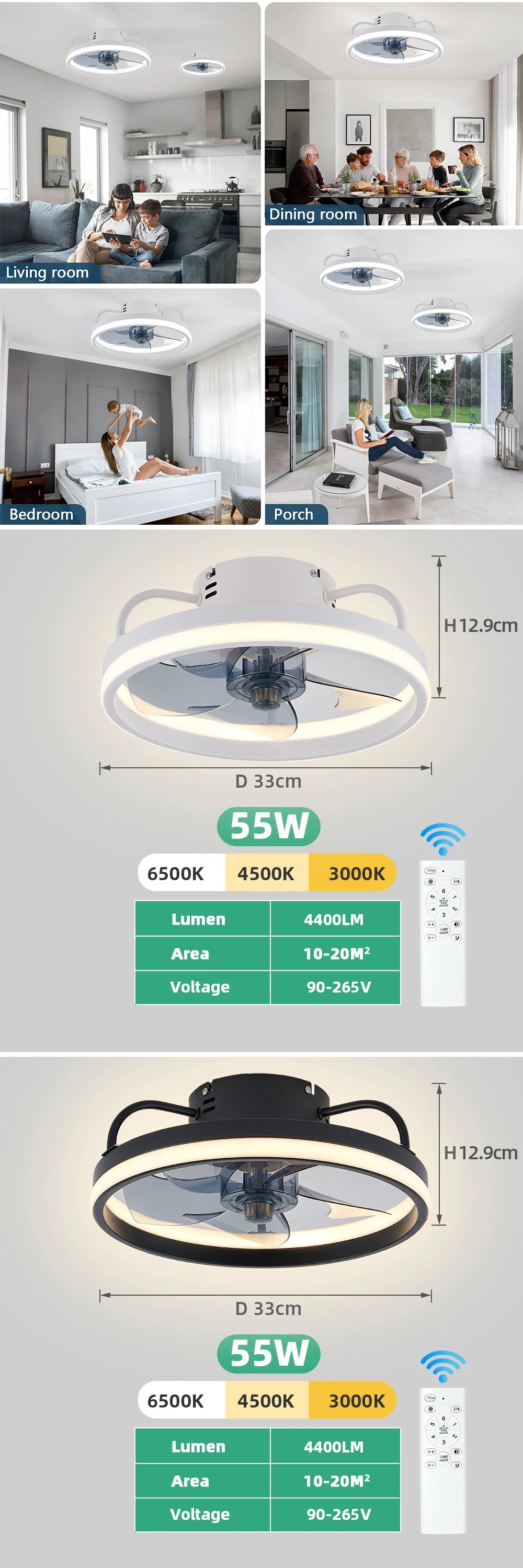 Cool Ceiling Fan Light for Bedroom Restaurant Study Room Decoration Electric Fan Intelligent Dimming Forward and Reverse Fan