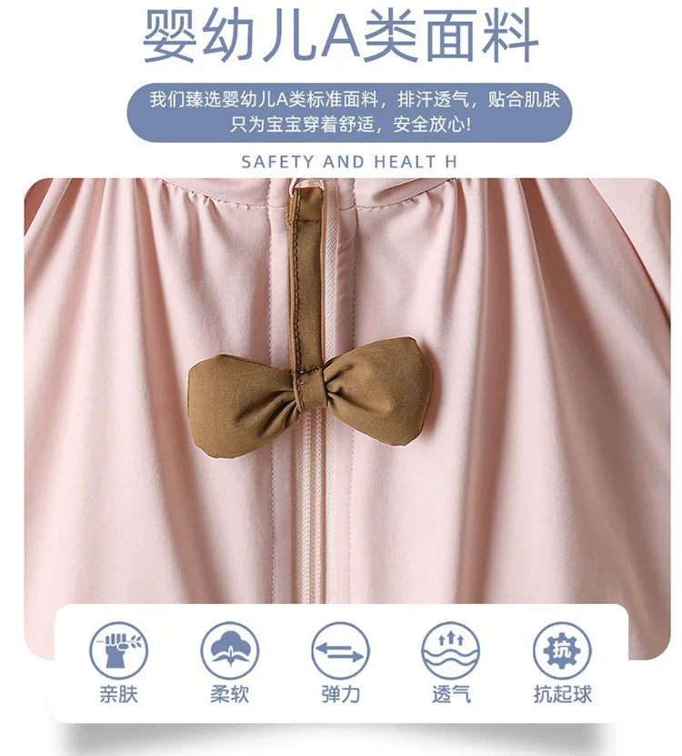 Winter Rompers Baby Girls Clothes Korean Fashion Pink Cute Hooded Bow Warm Thicker Jumpsuit Infant Costume Newborn Items B383